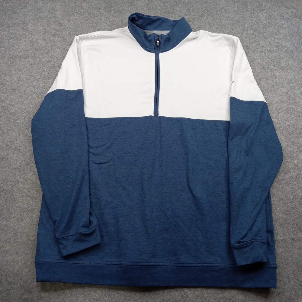 Puma Pullover Mens‎ 2XL Blue White 1/4 Zip Long Sleeve Colorblock Casual Top